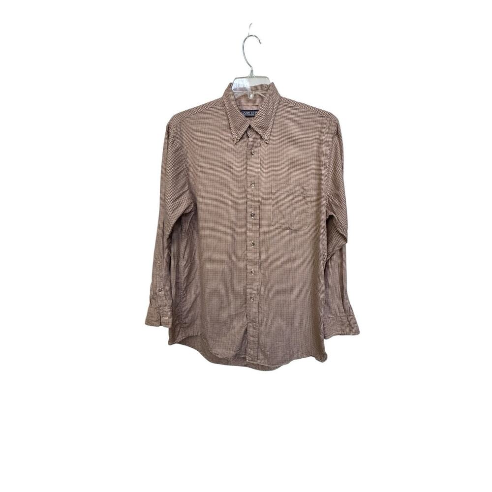 Lands End Long‎ Sleeve Button Down Plaid Shirt 16 1/2 - 34 Direct Merchants Work